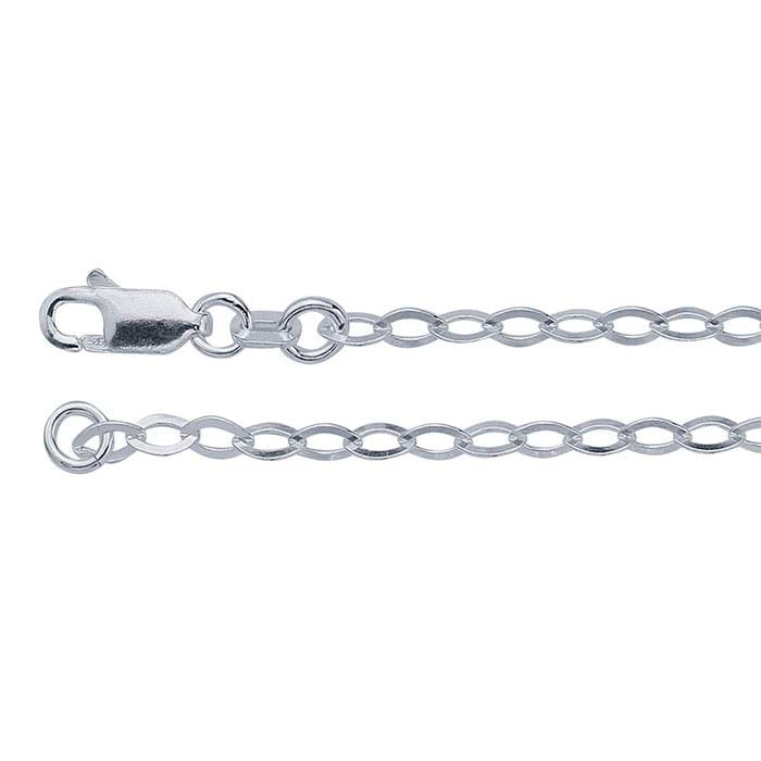Sterling sølv 3 mm flad oval kabelkæde