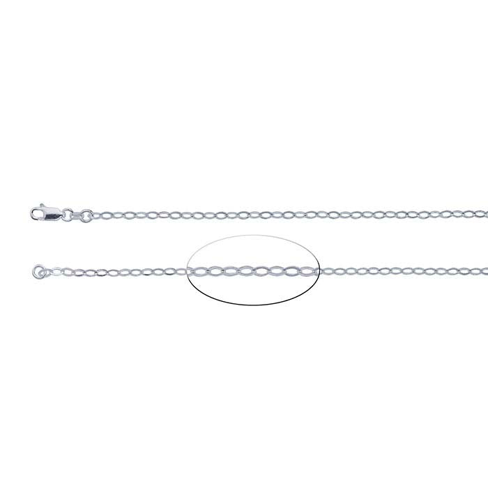 Sterling sølv 3 mm flad oval kabelkæde