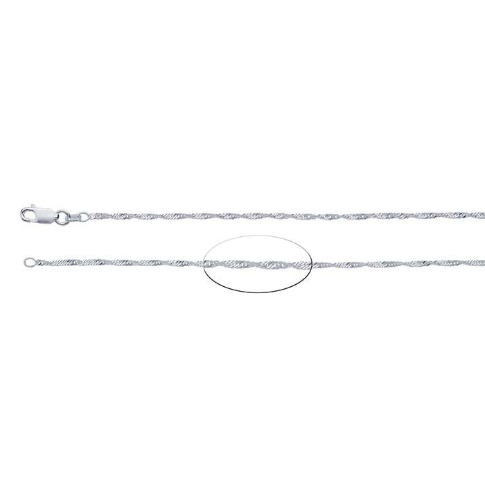 Sterling sølv 1,5 mm Singapore kæde