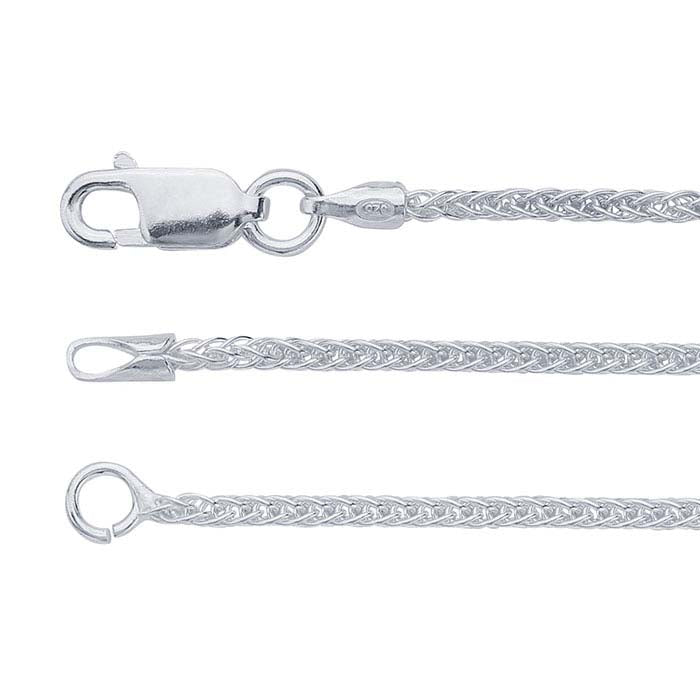 Sterling Silver 1.25mm Square Wheat Chain Necklace Component