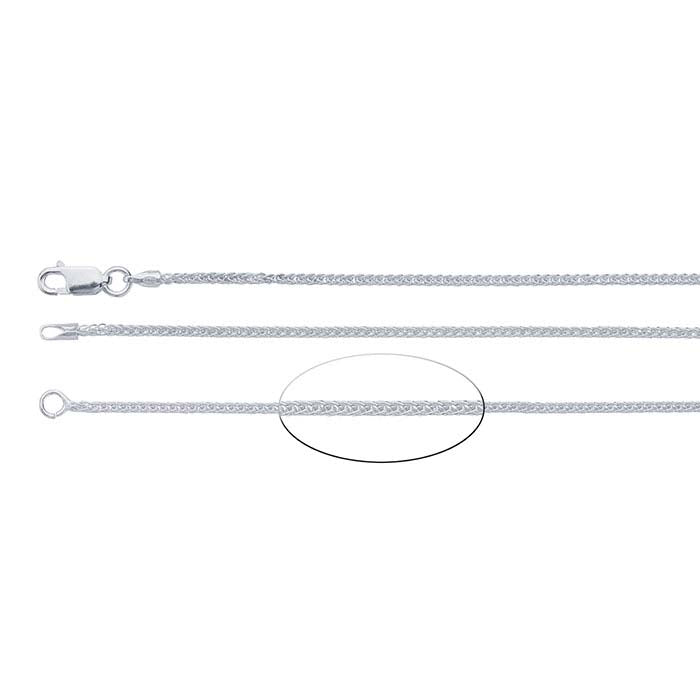 Sterling Silver 1.25mm Square Wheat Chain Necklace Component