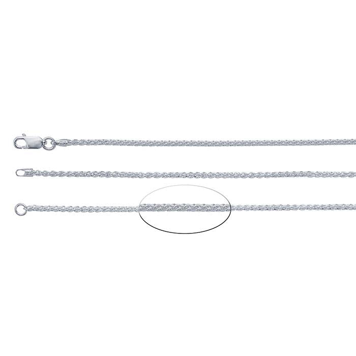 Sterling Silver 1.8mm Square Wheat Chain Necklace Component