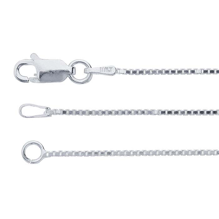 Sterling Silver 1mm Venetian Box Chain Necklace Component