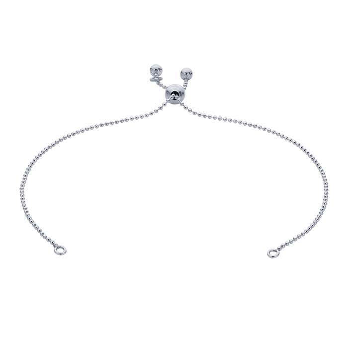 Sterling Silver 1.2mm Bead Chain Bracelet Component, Adjustable