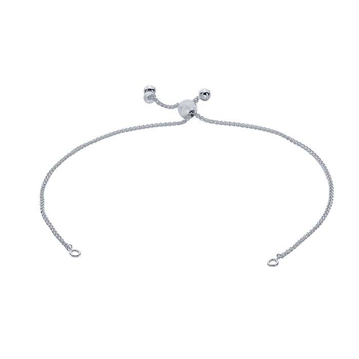 Sterling Silver 1.3mm Wheat Chain Bracelet Component, Adjustable