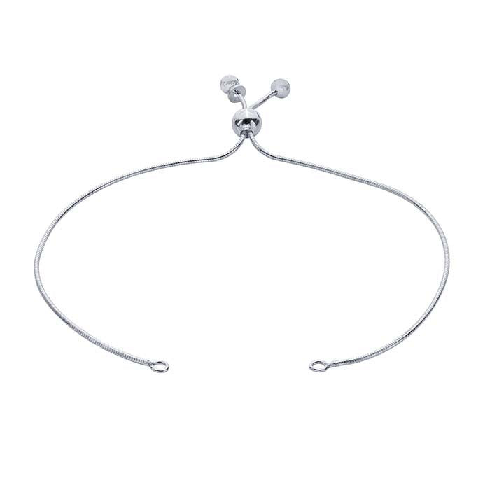 Sterling Silver 1mm Seamed Snake Chain Bracelet Component, Adjustable