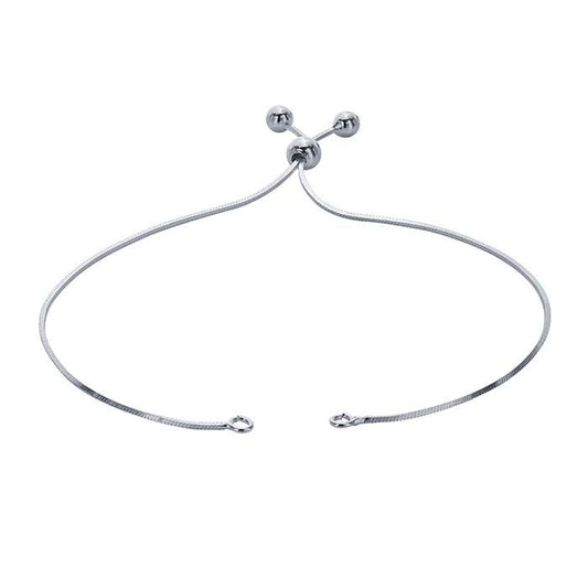 Sterling sølv 0,7 mm firkantet sammensyet slangekæde armbåndskomponent, justerbar