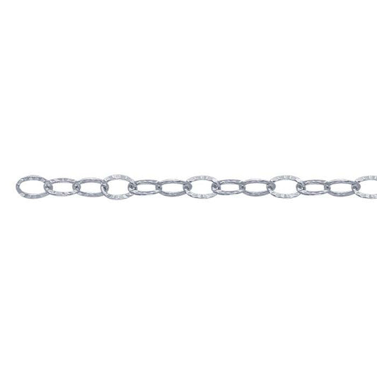 Sterling sølv 2,8 mm mønstret flad oval kabelkæde, pr. fod