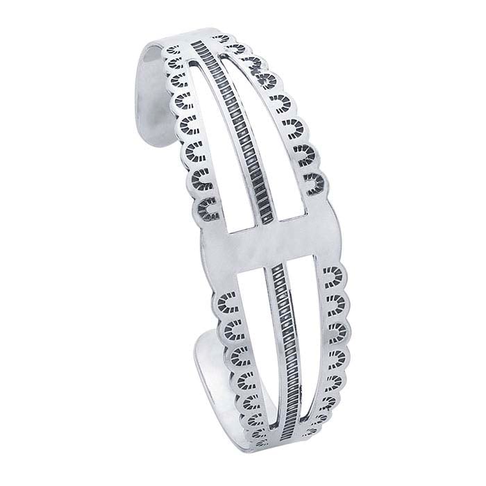 Pulseira de Punho em Prata de Lei Estampada em Branco