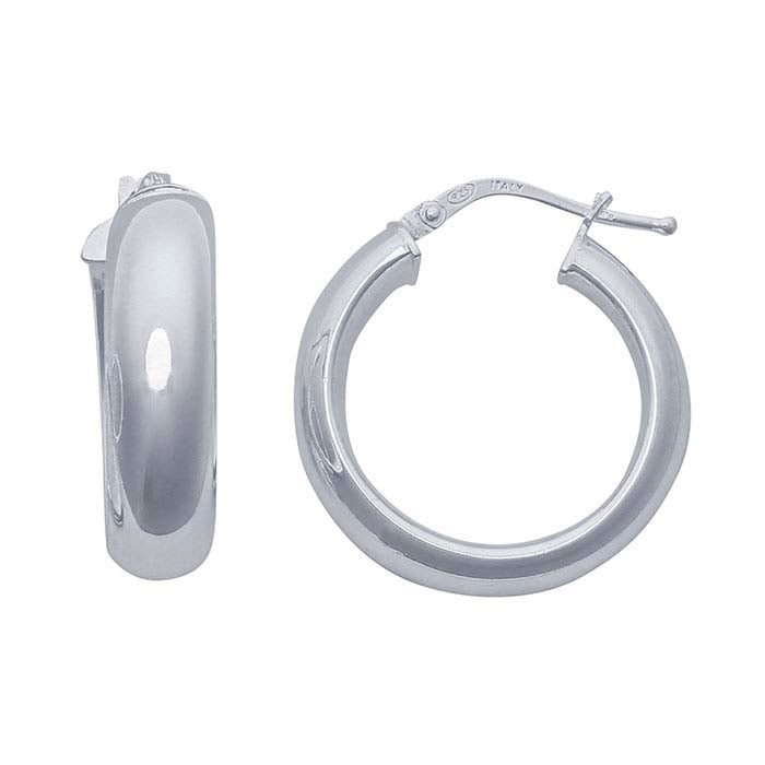 Sterling Silver 6mm Half-Round Tubing Hoop Earrings