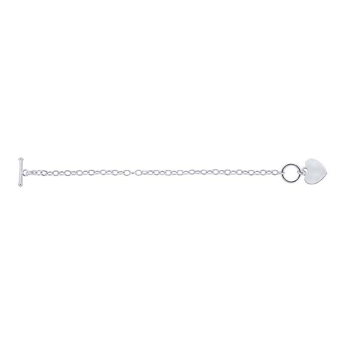 Sterling Silver 4.5mm Cable Chain Bracelet with Heart Tag