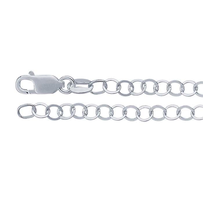 Chaîne câble ronde plate en argent sterling 3,4 mm
