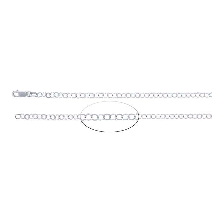 Chaîne câble ronde plate en argent sterling 3,4 mm
