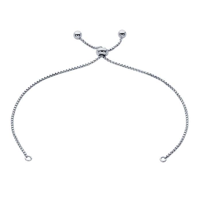 Sterling Silver 1.1mm Rounded Box Chain Bracelet Component, Adjustable
