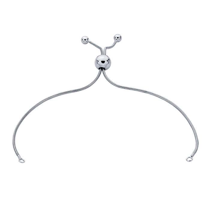 Sterling Silver 1.2mm Seamed Snake Chain Bracelet Component, Adjustable