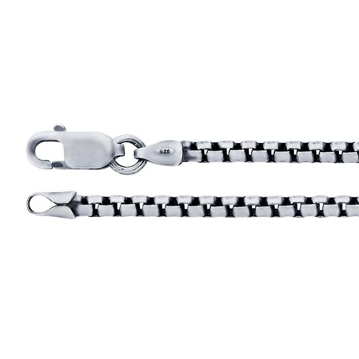 Sterling Silver Oxidized 2.5mm Rounded Box Chain