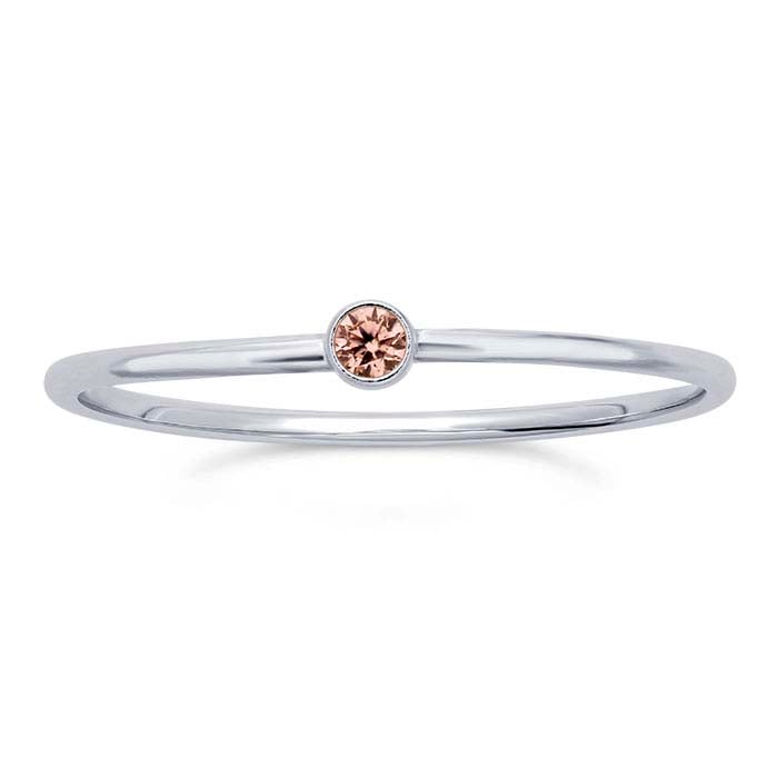 Sterling Silver Pink CZ-Set Ring