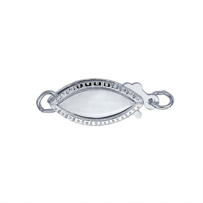 Sterling Silver Rope-Edge Marquise Safety Clasp