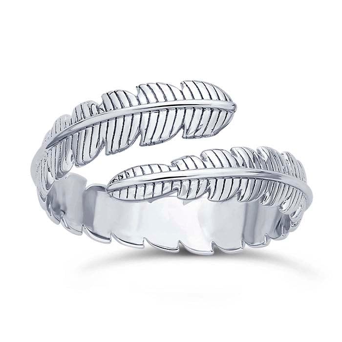 Sterling Silver Feather Bypass Ring