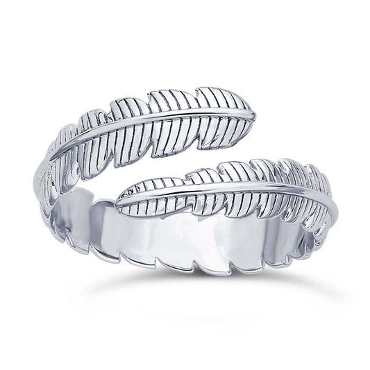 Sterling Silver Feather Bypass Ring