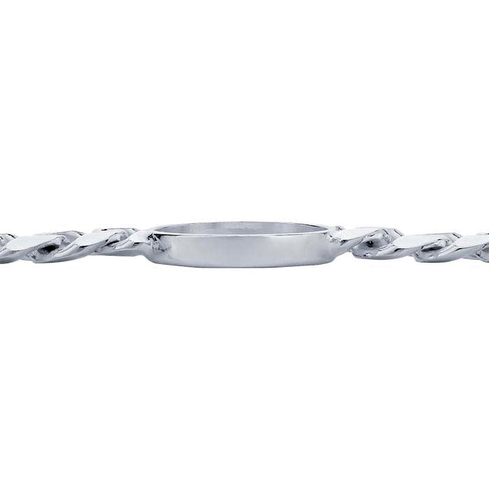 Sterling Silver 4.4mm Diamond-Cut Curb Chain Bracelet with 10mm Round Bezel