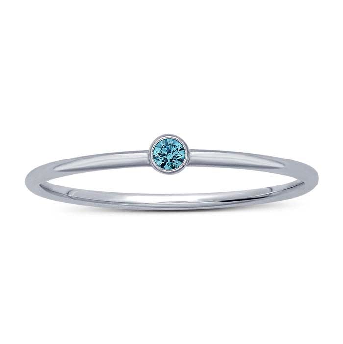 Sterling Silver Swiss-Blue CZ-Set Ring