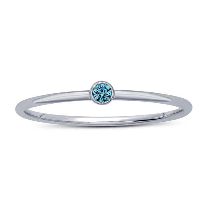 Sterling Silver Swiss-Blue CZ-Set Ring
