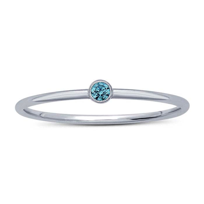 Sterling Silver Swiss-Blue CZ-Set Ring