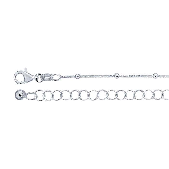 Sterling Silver Tin-Cup Box Chain Choker-Length Necklace