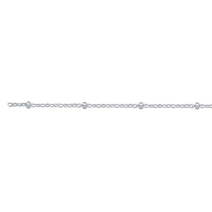 Sterling Silver 1.2mm Cable Chain with 1.7mm Diamond-Cut Beads, By the Foot