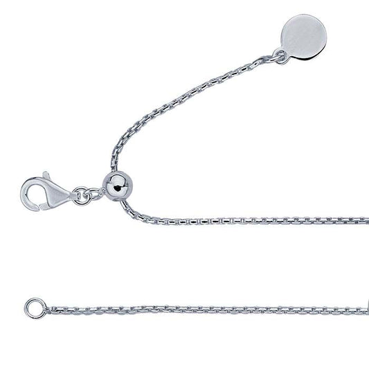 Sterling Silver 0.9mm Hammered Venetian Box Chain Necklace, Adjustable