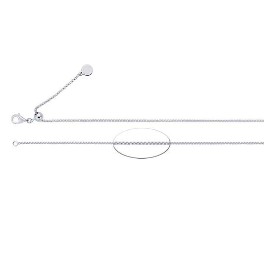 Sterling Silver 1.2mm Rounded Box Chain Necklace, Adjustable