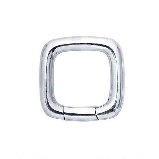 Sidabro spalvos 17,5 x 17,5 mm kvadratinis spaudžiamas užsegimas