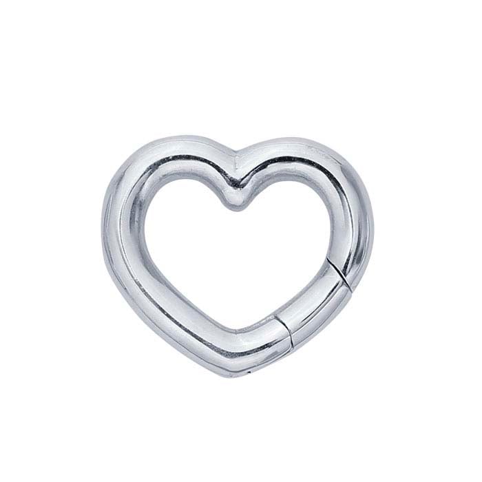 Sterling Silver 13.5 x 15.2mm Heart Push Clasp