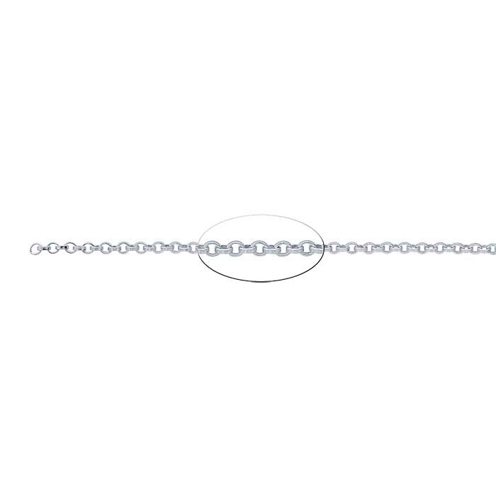 Sterling Silver 2.7mm Flat Round Rolo Chain, By the Foot