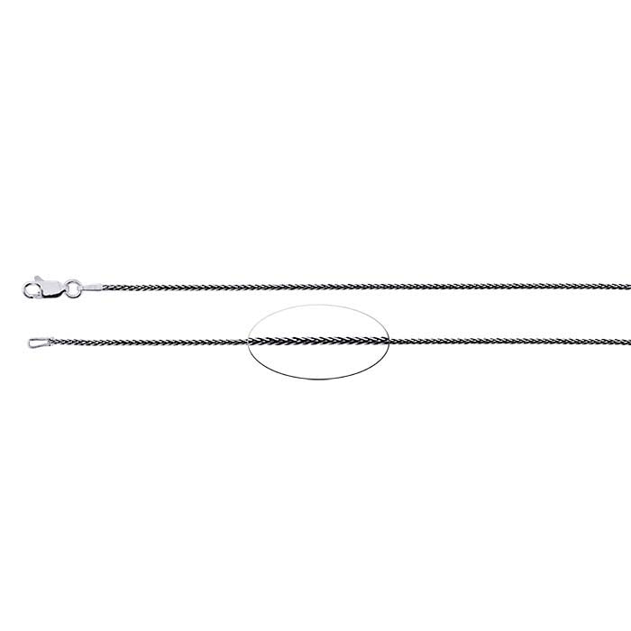 Sterling Silver Black Rhodium-Plated Diamond-Cut 1.3mm Wheat Chain