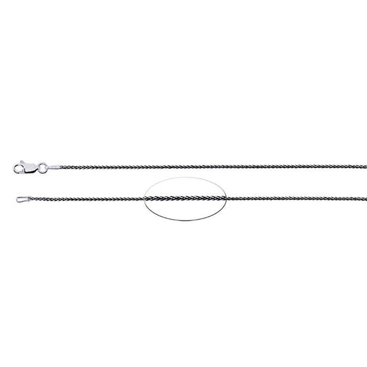 Sterling Silver Black Rhodium-Plated Diamond-Cut 1.3mm Wheat Chain