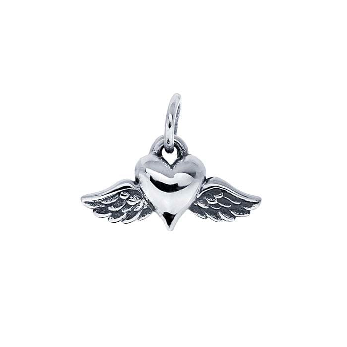 Sterling Silver Heart Charm with Wings
