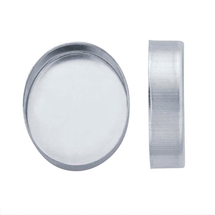 Sterling Silver 12 x 10mm Oval High-Wall Bezel Cup Setting