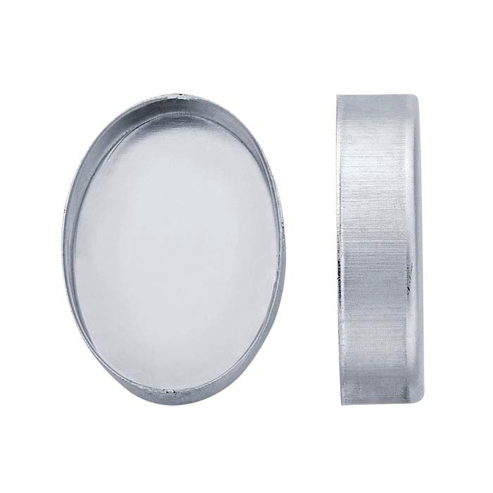 Sterling Silver 14 x 10mm Oval High-Wall Bezel Cup Setting