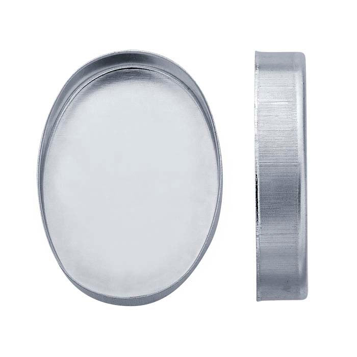 Sterling Silver 18 x 13mm Oval High-Wall Bezel Cup Setting