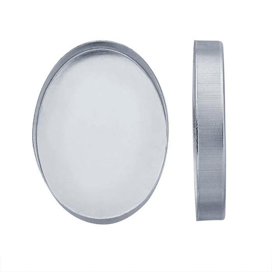 Sterling Silver 25 x 18mm Oval High-Wall Bezel Cup Setting