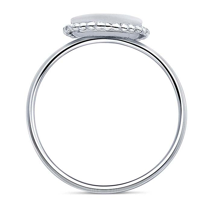 Sterling Silver 8mm Beaded-Edge Round Cabochon Ring Mounting