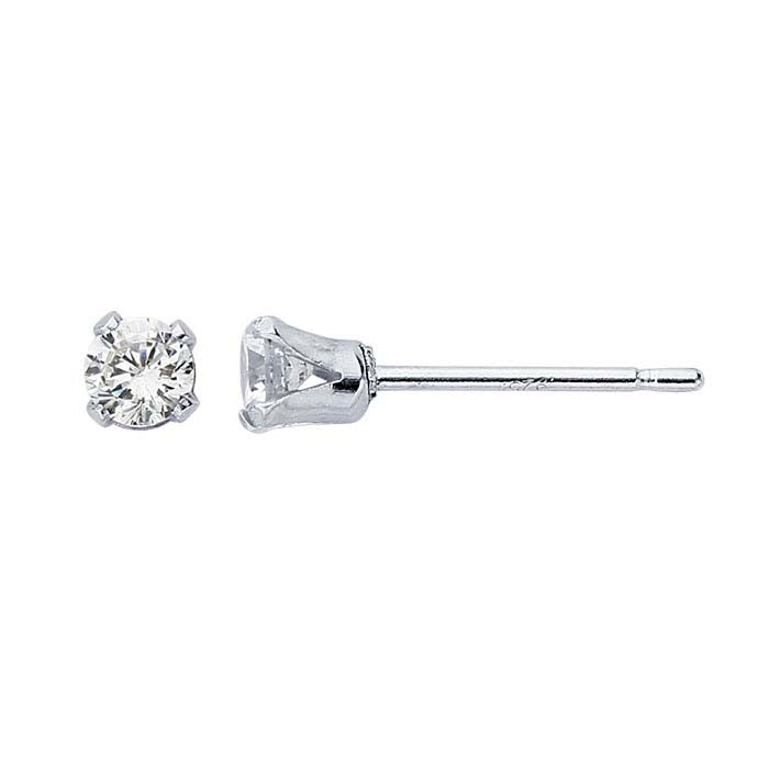 Sterling Silver White CZ-Set Post Earring