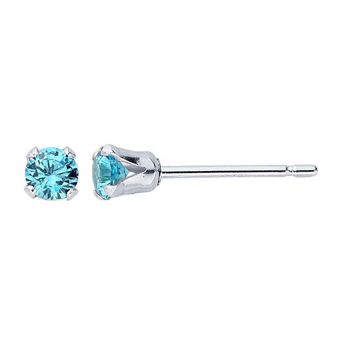 Sterling Silver Blue CZ-Set Post Earring