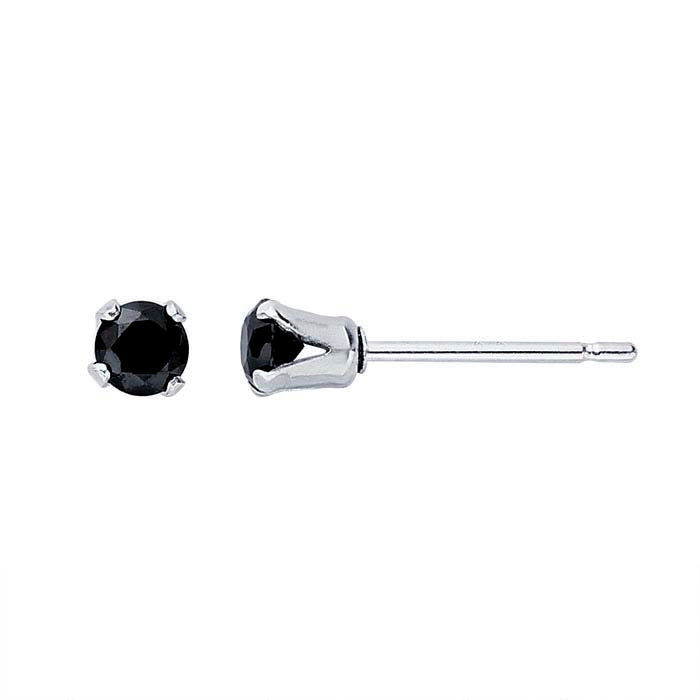 Sterling Silver Black CZ-Set Post Earring