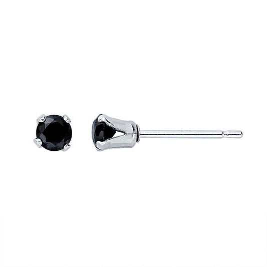 Sterling Silver Black CZ-Set Post Earring