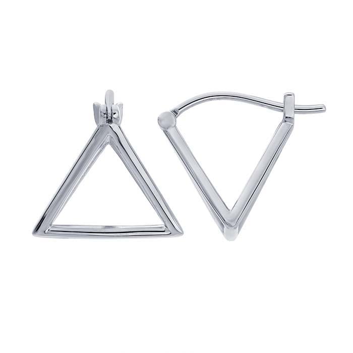 Sterling Silver 3D Triangle Click-In Post Earrings