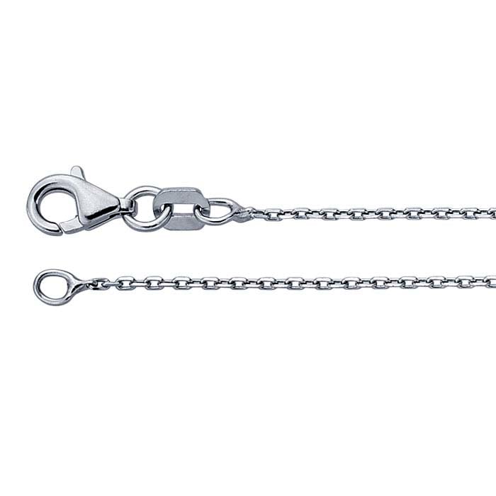 Sterling Silver Rhodium-Plated 0.95mm Beveled Oval Cable Chain