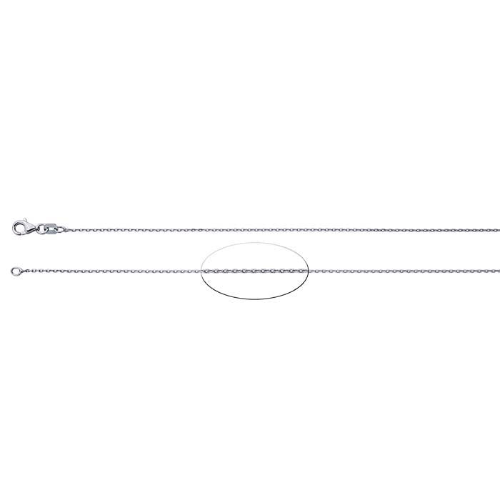 Sterling Silver Rhodium-Plated 0.95mm Beveled Oval Cable Chain